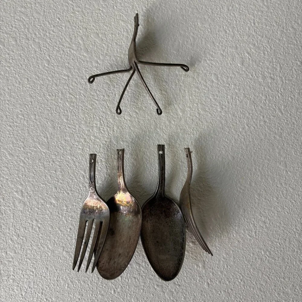 Handmade Silverware Wind Chime Antique Forks Spoons Upcycled Art Foodie Chef